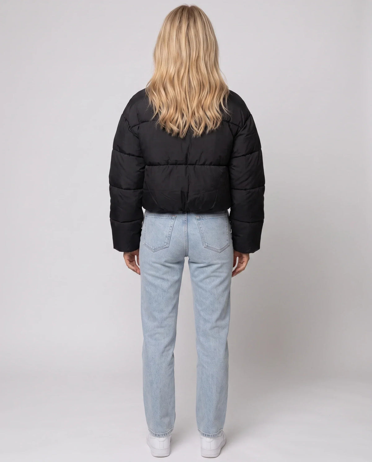 Short Quilted Jacket with Zipped Funnel Collar
