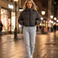 Short Quilted Jacket with Zipped Funnel Collar