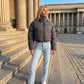 Short Quilted Jacket with Zipped Funnel Collar