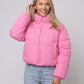 Short Quilted Jacket with Zipped Funnel Collar