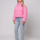 Short Quilted Jacket with Zipped Funnel Collar