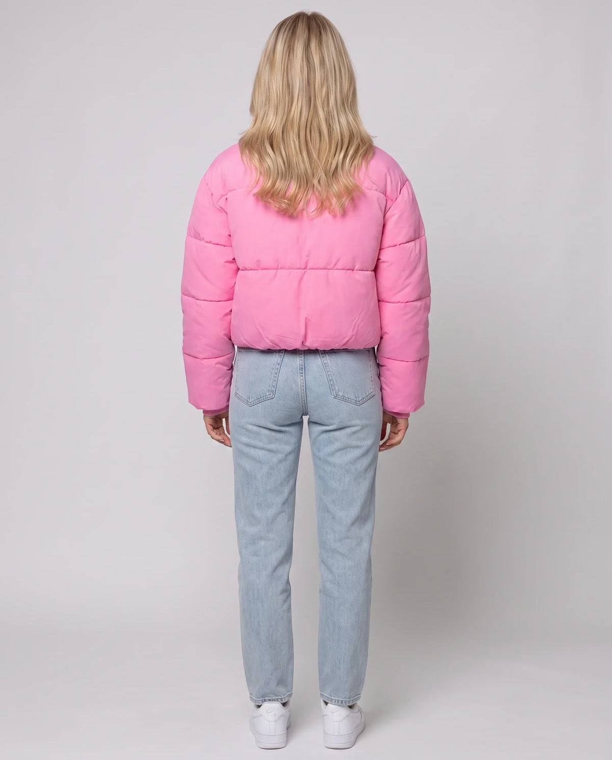 Short Quilted Jacket with Zipped Funnel Collar