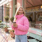 Short Quilted Jacket with Zipped Funnel Collar