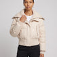 Short Puffer Jacket with Knitted Collar