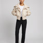 Short Puffer Jacket with Knitted Collar