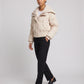 Short Puffer Jacket with Knitted Collar