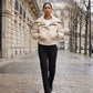 Short Puffer Jacket with Knitted Collar
