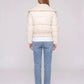 Short Puffer Jacket with Knit Collar and Buttons