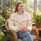 Short Puffer Jacket with Knit Collar and Buttons