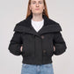 Short Puffer Jacket with Knit Collar and Buttons