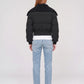 Short Puffer Jacket with Knit Collar and Buttons