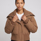 Short Puffer Jacket with Knitted Collar