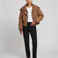 Short Puffer Jacket with Knitted Collar