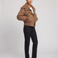 Short Puffer Jacket with Knitted Collar