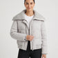 Short Puffer Jacket with Knitted Collar