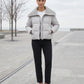 Short Puffer Jacket with Knitted Collar
