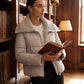 Short Puffer Jacket with Knitted Collar