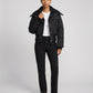 Short Puffer Jacket with Knitted Collar