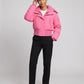 Short Puffer Jacket with Knitted Collar