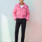 Short Puffer Jacket with Knitted Collar