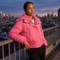 Short Puffer Jacket with Knitted Collar
