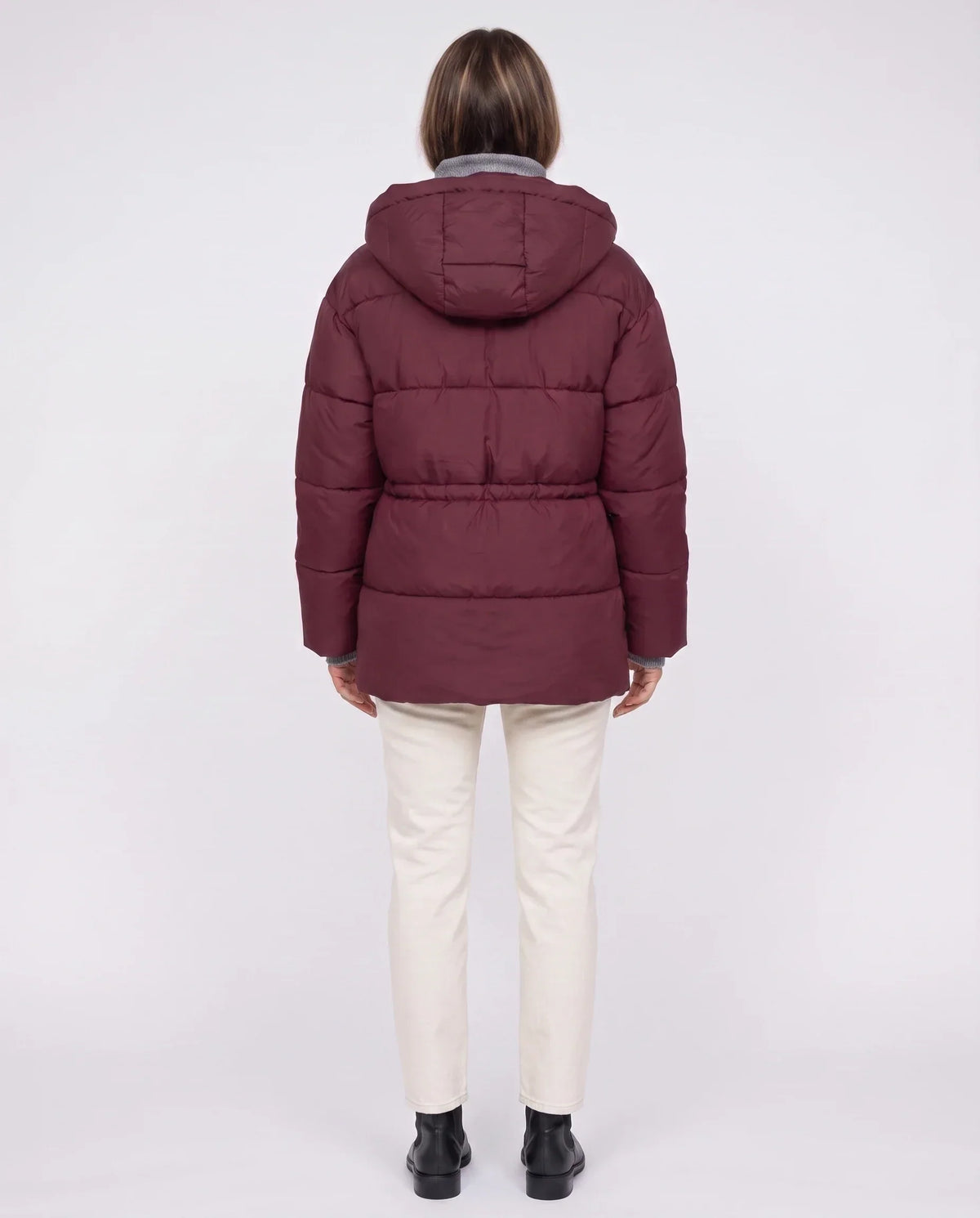 Oversized Hooded Puffer Jacket with Drawcord Waist