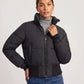 Short Black Puffer Jacket with Ribbed Hem