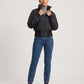 Short Black Puffer Jacket with Ribbed Hem