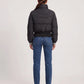 Short Black Puffer Jacket with Ribbed Hem