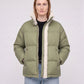 Short Oversized Puffer Jacket with Sherpa Trim