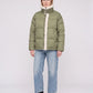 Short Oversized Puffer Jacket with Sherpa Trim