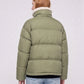 Short Oversized Puffer Jacket with Sherpa Trim