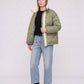 Short Oversized Puffer Jacket with Sherpa Trim