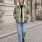 Short Oversized Puffer Jacket with Sherpa Trim