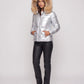 Short Shiny Puffer Jacket with Faux Fur Hood