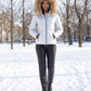 Short Shiny Puffer Jacket with Faux Fur Hood