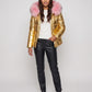 Short Shiny Puffer Jacket with Faux Fur Hood
