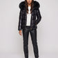 Short Shiny Puffer Jacket with Faux Fur Hood