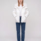 Short Shiny Puffer Jacket with Patch Pockets