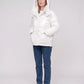 Short Shiny Puffer Jacket with Patch Pockets