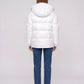 Short Shiny Puffer Jacket with Patch Pockets