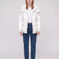 Short Shiny Puffer Jacket with Patch Pockets