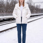 Short Shiny Puffer Jacket with Patch Pockets