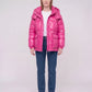 Short Shiny Puffer Jacket with Patch Pockets
