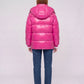 Short Shiny Puffer Jacket with Patch Pockets