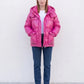 Short Shiny Puffer Jacket with Patch Pockets