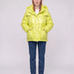 Short Shiny Puffer Jacket with Patch Pockets