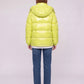 Short Shiny Puffer Jacket with Patch Pockets