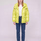 Short Shiny Puffer Jacket with Patch Pockets