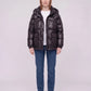 Short Shiny Puffer Jacket with Patch Pockets